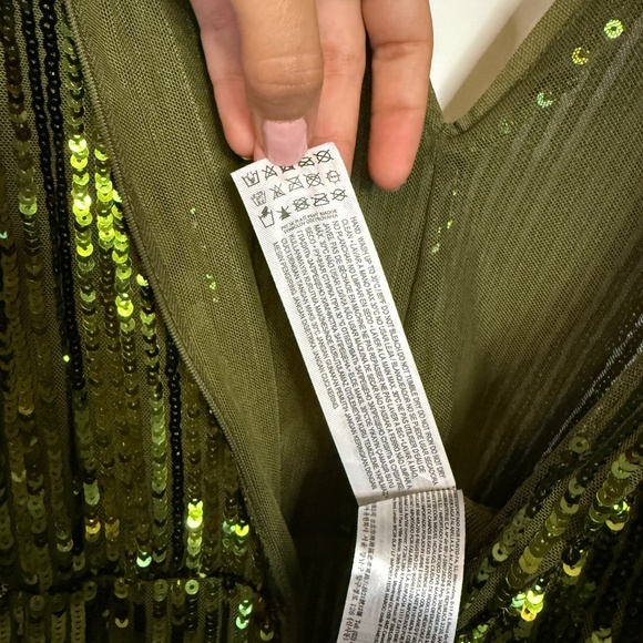 Mango Women's Shimmering Olive Wide-Leg Jumpsuit, Size M. - Picture 15 of 16